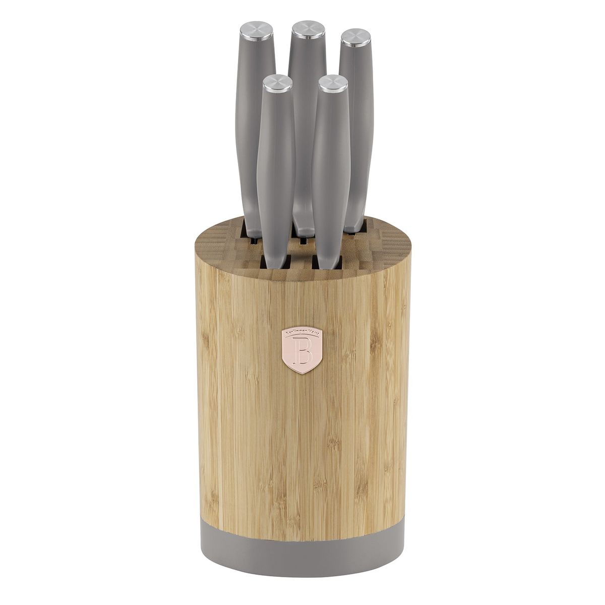 BERLINGER HAUS - SET DE CUCHILLOS 6 PZS CON SOPORTE TAUPE COLLECTION ACERO INOXIDABLE