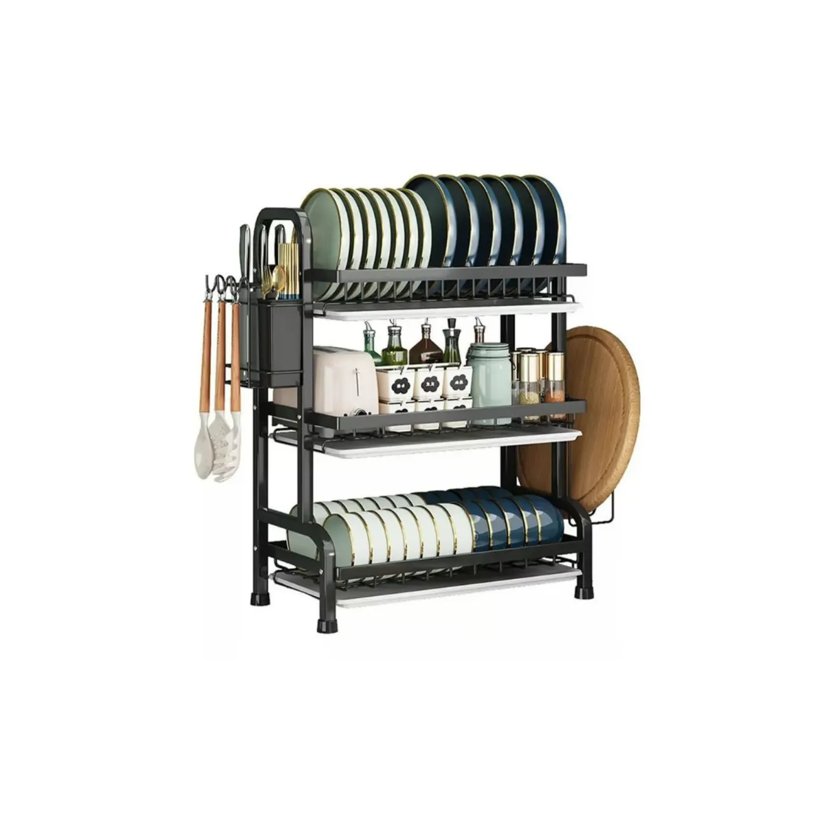 GENERICO - Secador Escurridor De Loza Platos 3 Niveles Acero Inoxidable