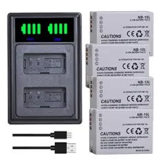GENERICO - 4 BATERÍAS NB-10L + CARGADOR DOBLE CB-2LCE ALTERNATIVO CANON