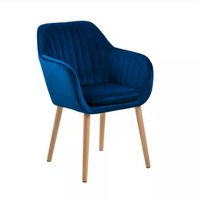 Sitial terciopelo patas de madera Murano - Azul