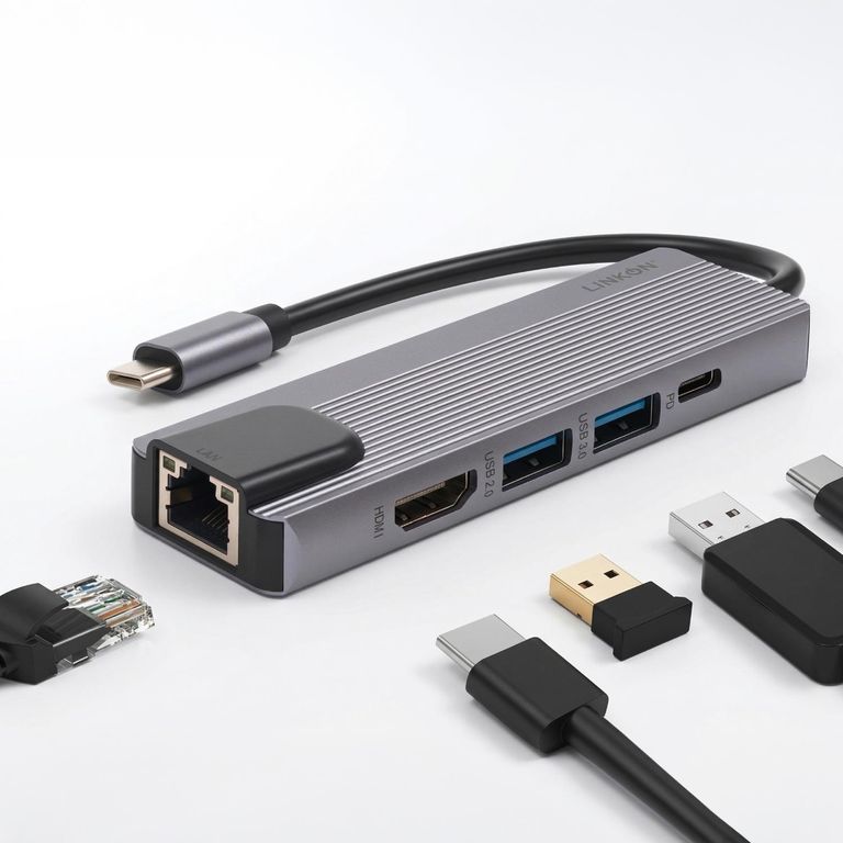 Hub Adaptador Usb Tipo C 5 En 1 1000 Mbps Mac Windows