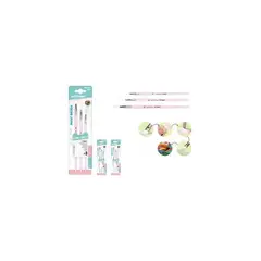 GENERICO - Set Pinceles Rosado 3 Pcs