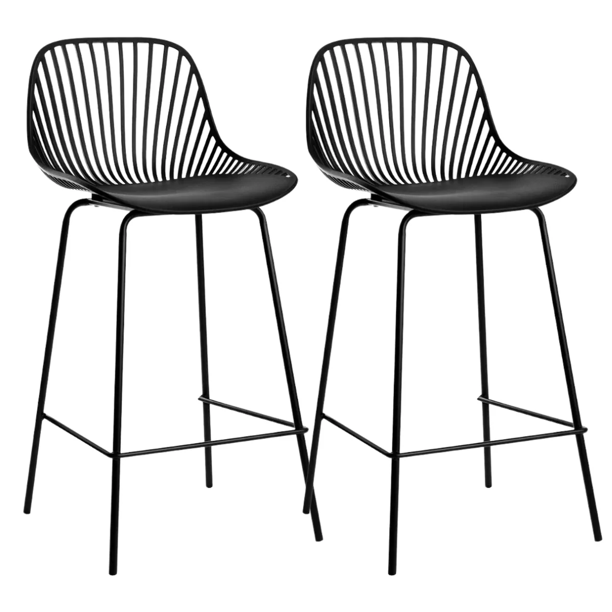 PANDALINO - Pack 2 Taburetes Peyton Negros 77cm -Diseño Moderno y Resistente