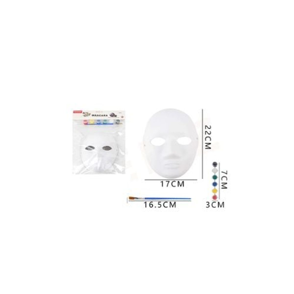 GENERICO - Máscara Blanca Con Pintura 22Cm