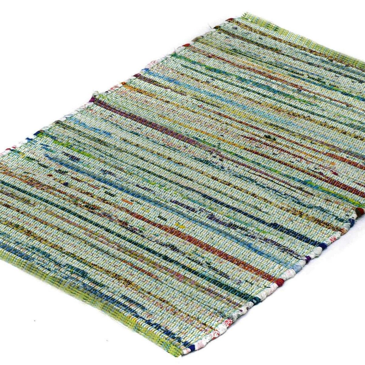 DECOGHAR - Alfombra Chindi Boho Artesanal Verde 1,20 X 1,80 mts