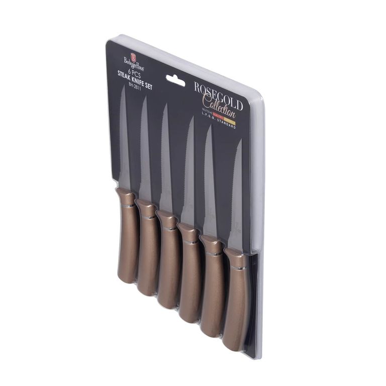 SET DE CUCHILLOS 6 PZS BURGUNDY EDITION ACERO INOXIDABLE