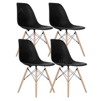 Pack de 4 Sillas Eames negras patas madera