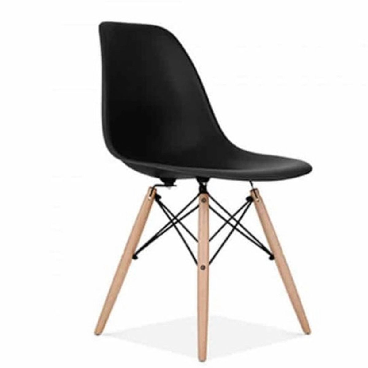 GENERICO - Pack de 4 Sillas Eames negras patas madera