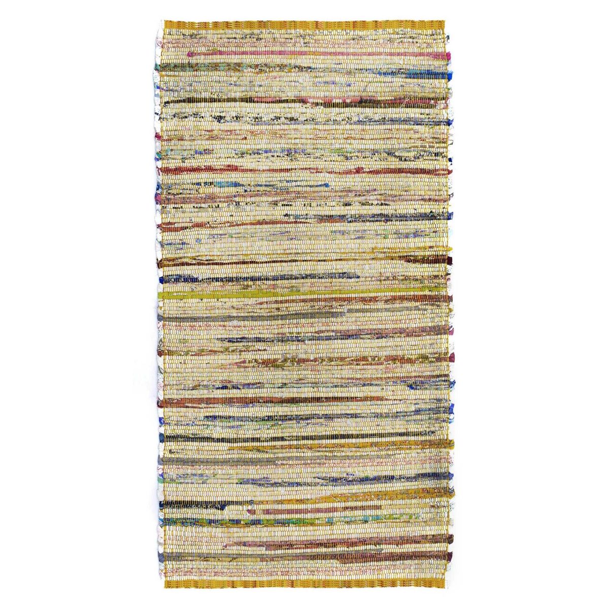 DECOGHAR - Alfombra Chindi Boho Artesanal Amarillo 150 X 210 mts