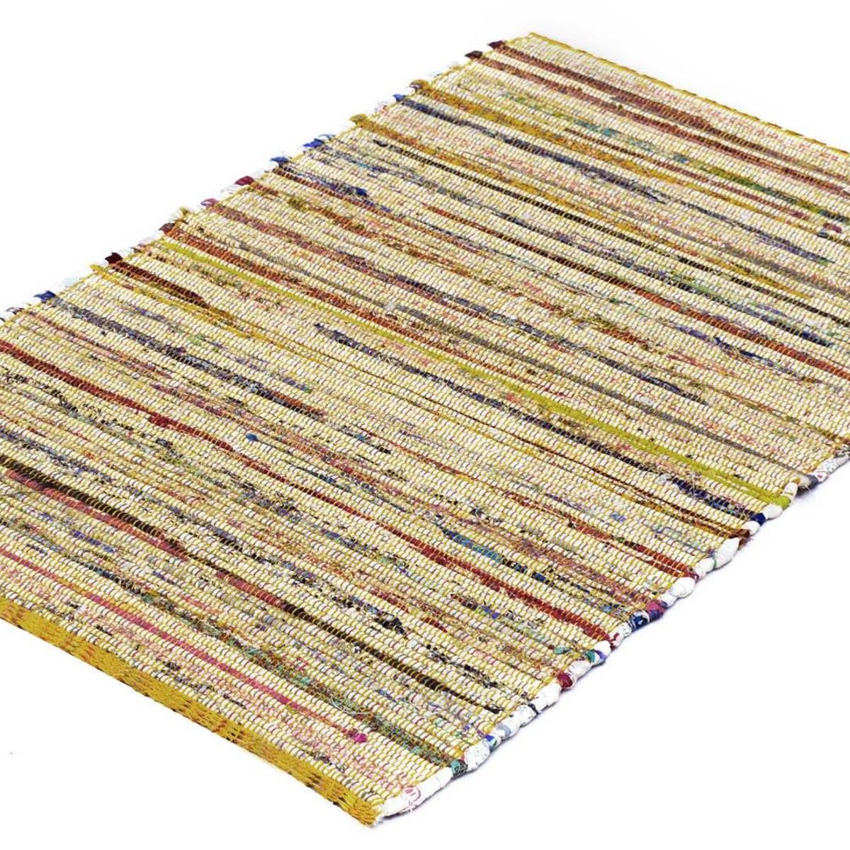 DECOGHAR - Alfombra Chindi Boho Artesanal Amarillo 150 X 210 mts