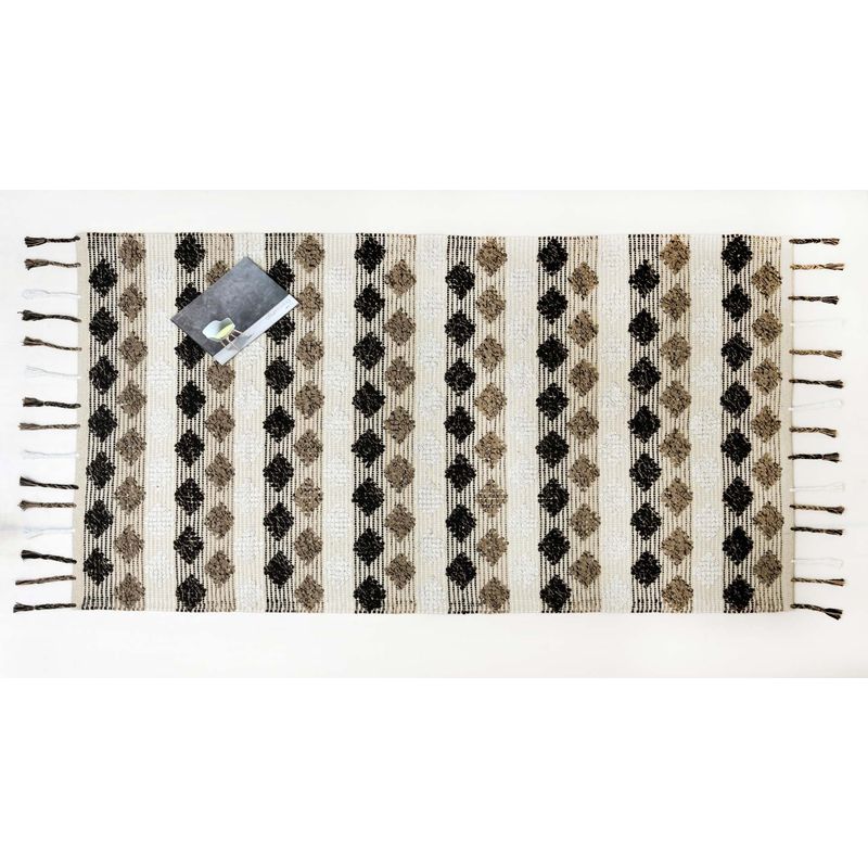 GENERICO - Alfombra Geométrica Azul con Flecos Artesanales 120 X 180 mts