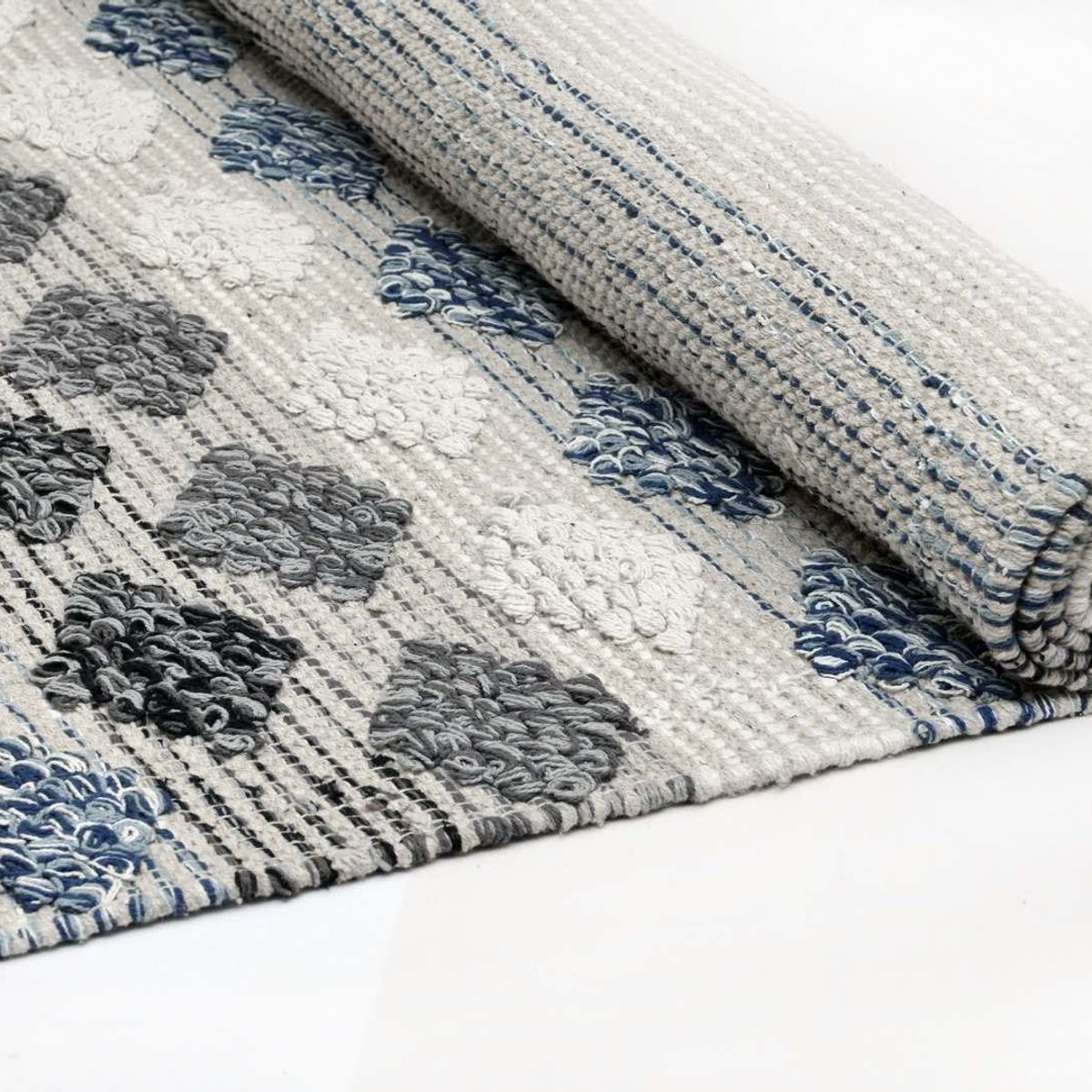 DECOGHAR - Alfombra Geométrica Azul con Flecos Artesanales 180 X 280 mts