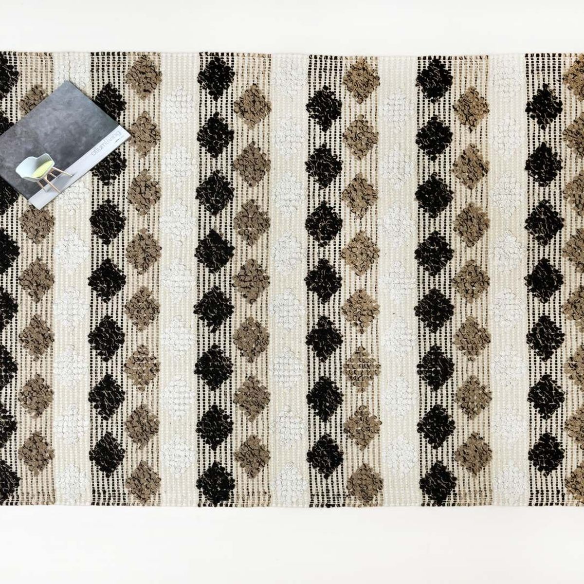 DECOGHAR - Alfombra Diamante Algodón Dobladillo café 180 X 280 mts