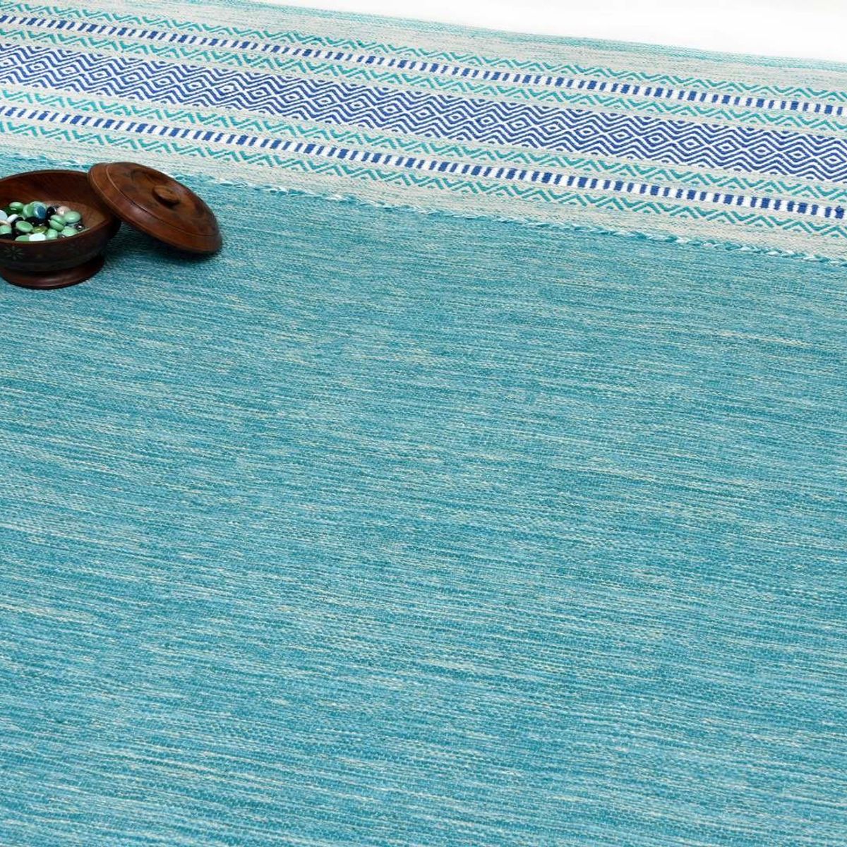 DECOGHAR - Alfombra Kilim Rustic Nomad Antideslizante Turquesa 180 X 280 mts