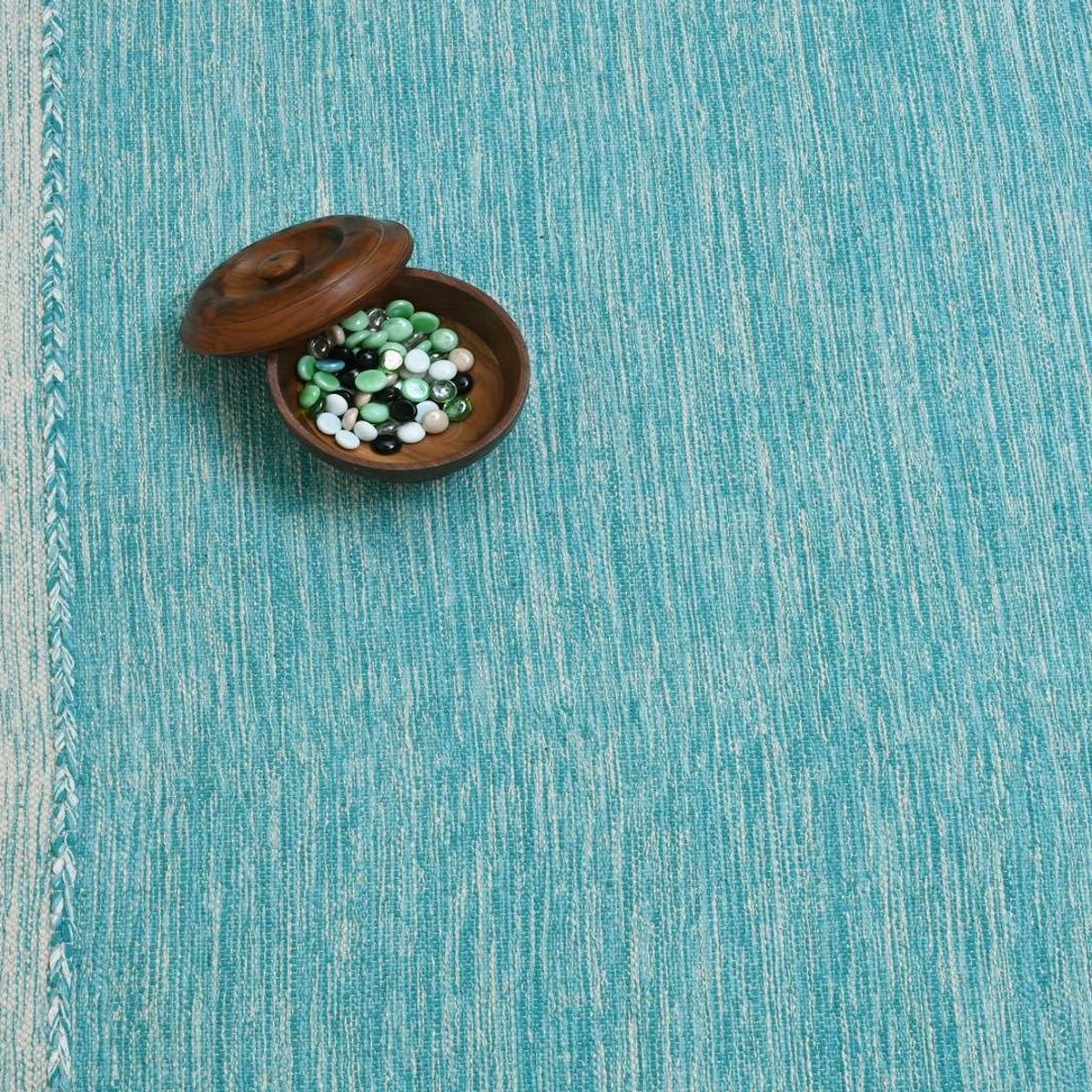 DECOGHAR - Alfombra Kilim Rustic Nomad Antideslizante Turquesa 280 X 365 mts