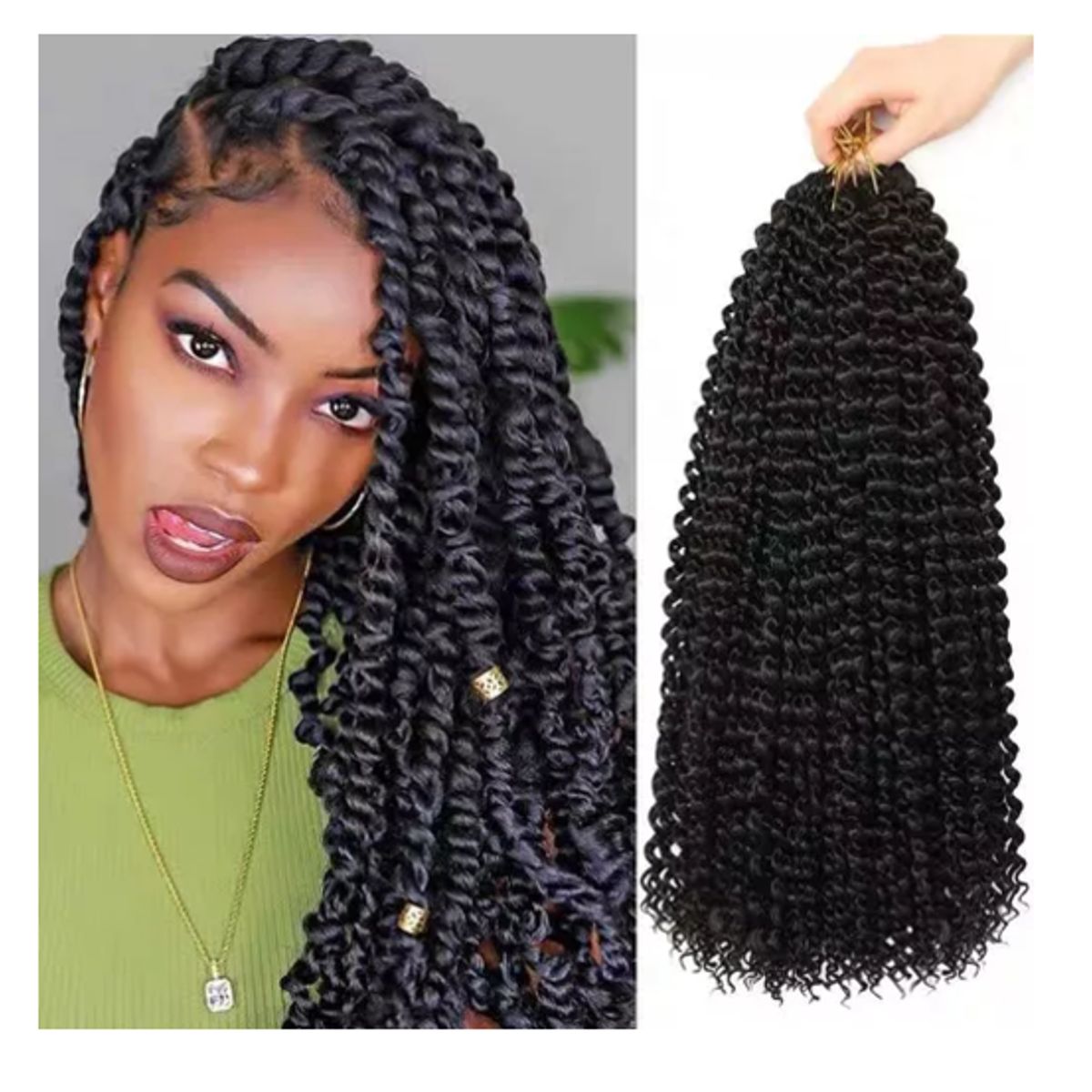 GENERICO - Twist Trenzado Extensiones De Cabello Sintético GTWW  /#1