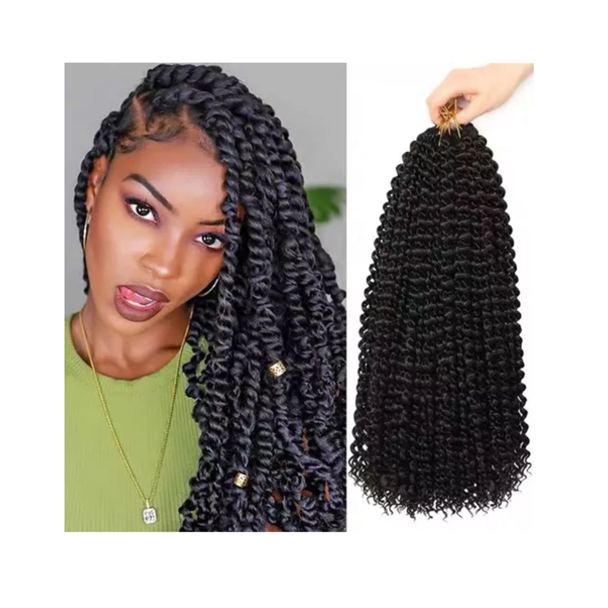 GENERICO - Twist Trenzado Extensiones De Cabello Sintético GTWW  /#1