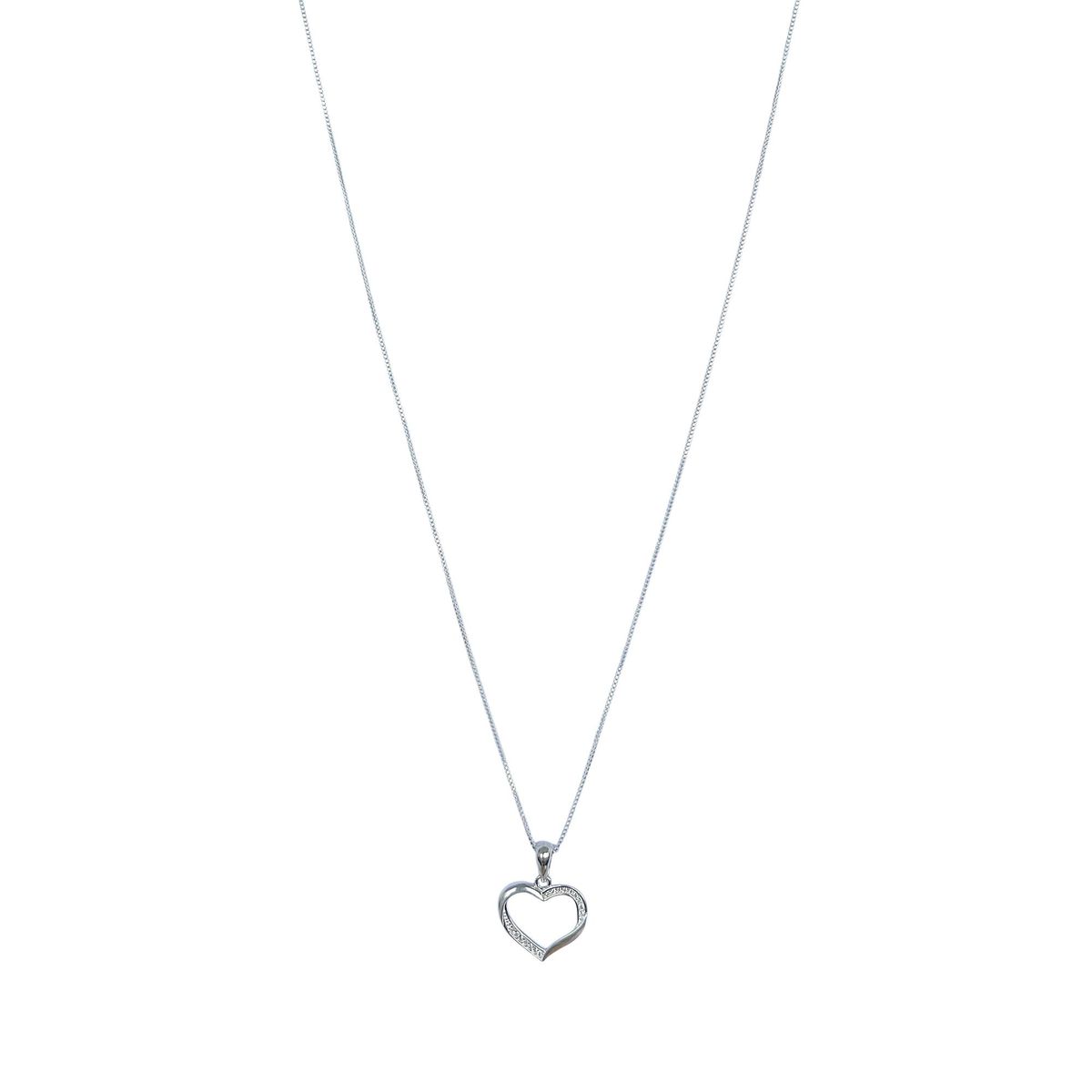 COGGIOLA - Collar Corazón Calado Circón Blanco Plata Fina 925
