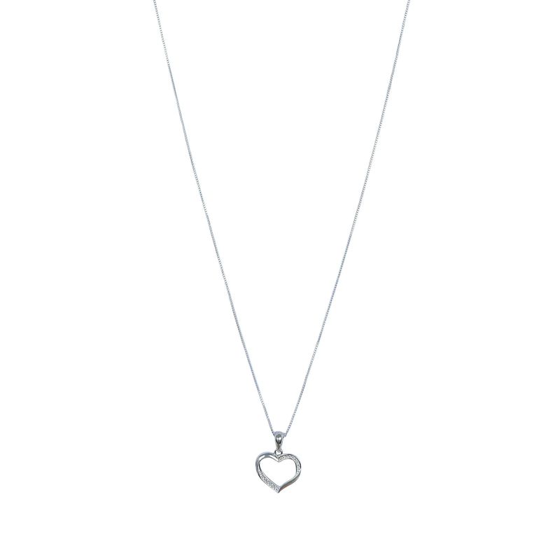ANDREA COGGIOLA JOYAS - Collar Corazón Calado Circón Blanco Plata Fina 925