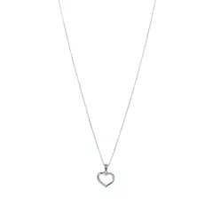ANDREA COGGIOLA JOYAS - Collar Corazón Calado Circón Blanco Plata Fina 925