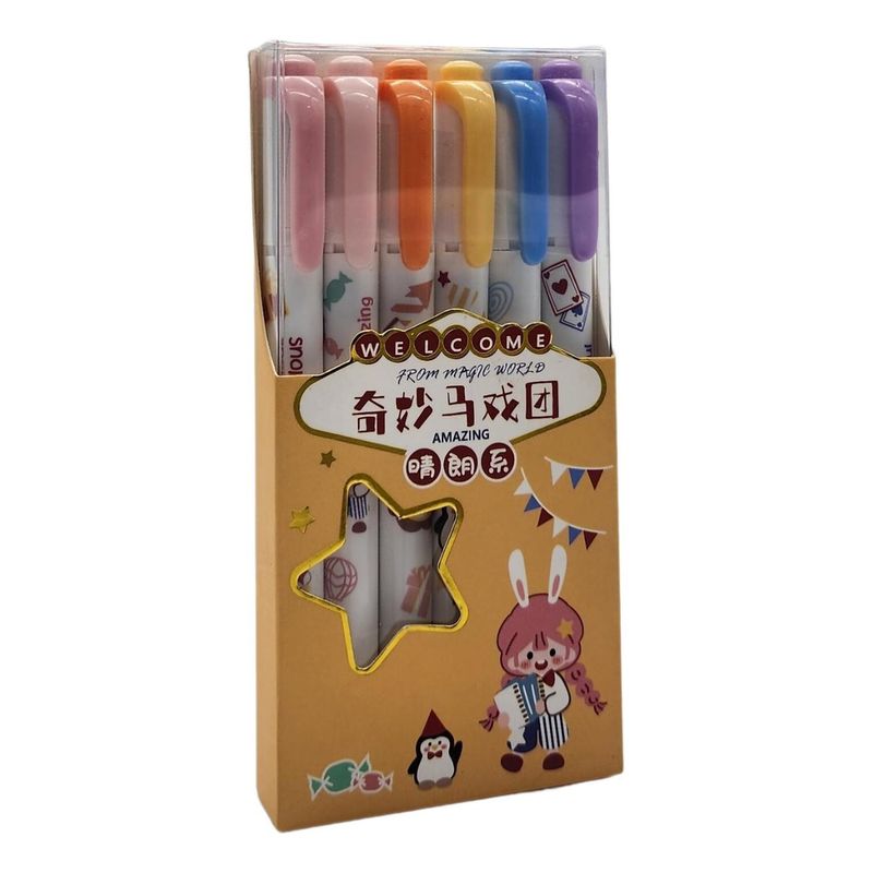 GENERICO - Set Lapices Destacadores 6 Colores Mundo Magico