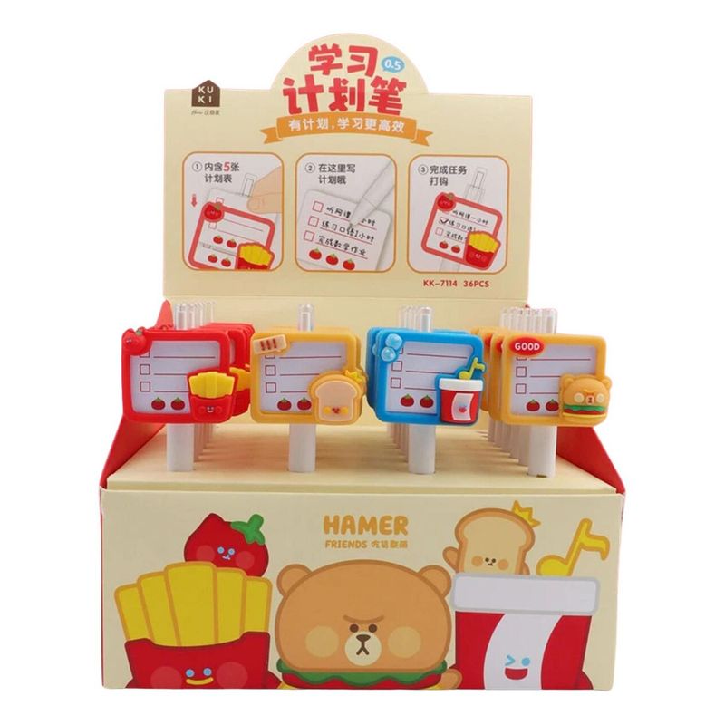 GENERICO - Set 4 Lapices Con Cartelito Comida De Adornos Kawaii