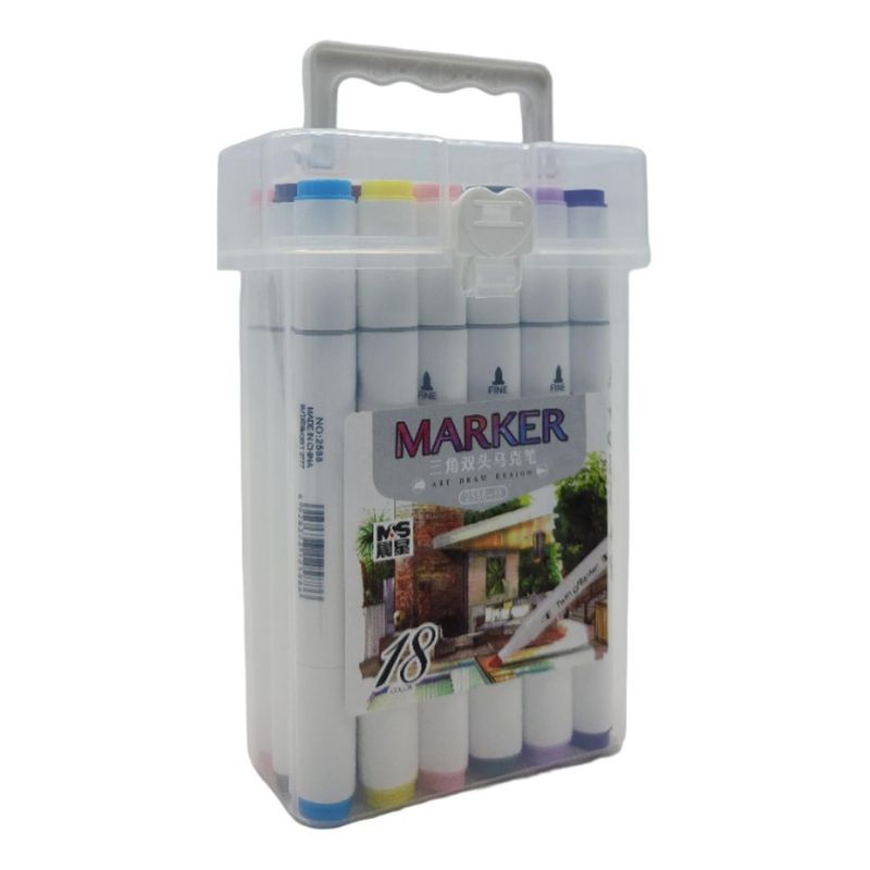 GENERICO - Set Marcadores Doble Punta 18 Lapices Plumones Arte Marker