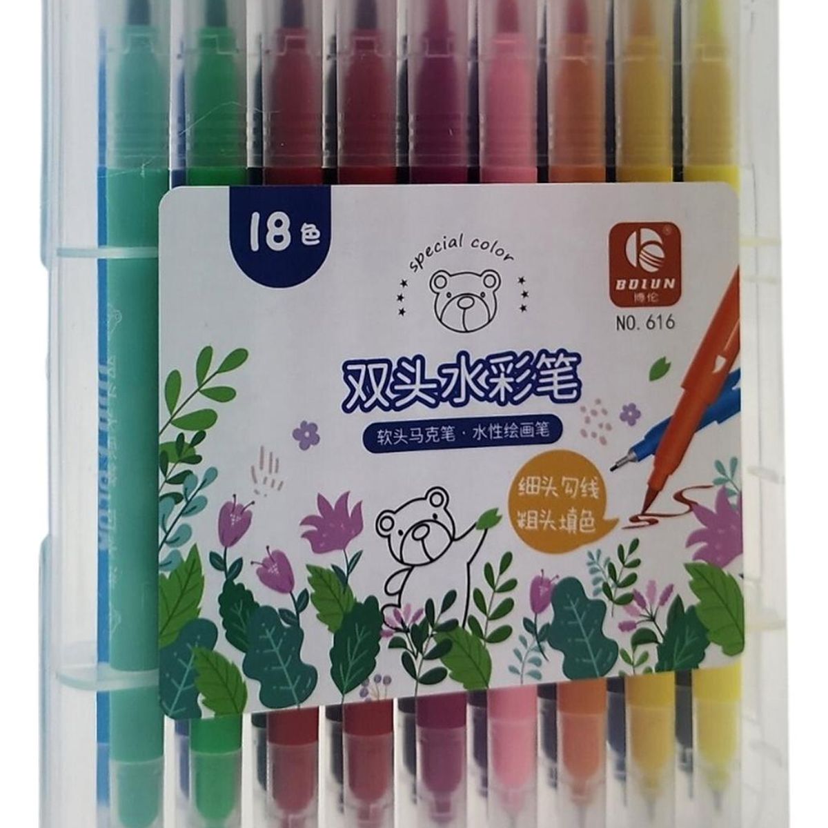 GENERICO - Set Marcadores 18 Lapices Punta Blanda Y Punta Fina