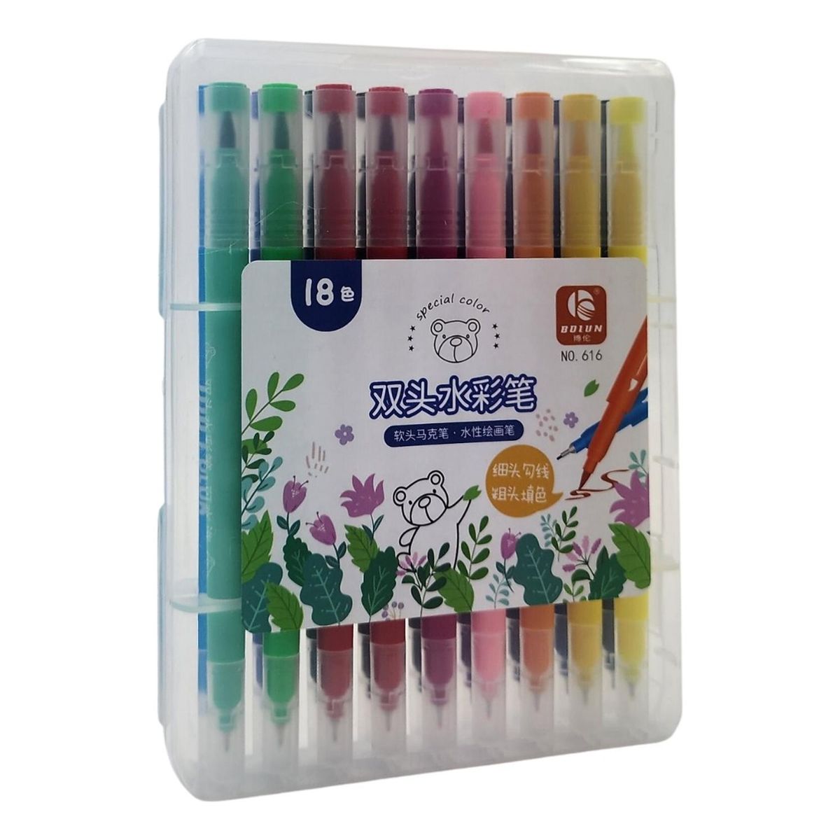 GENERICO - Set Marcadores 18 Lapices Punta Blanda Y Punta Fina