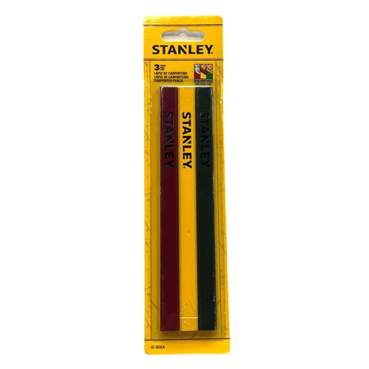 STANLEY - Set de 3 lápices Carpintero grafito N°2 STANLEY 47-353LA