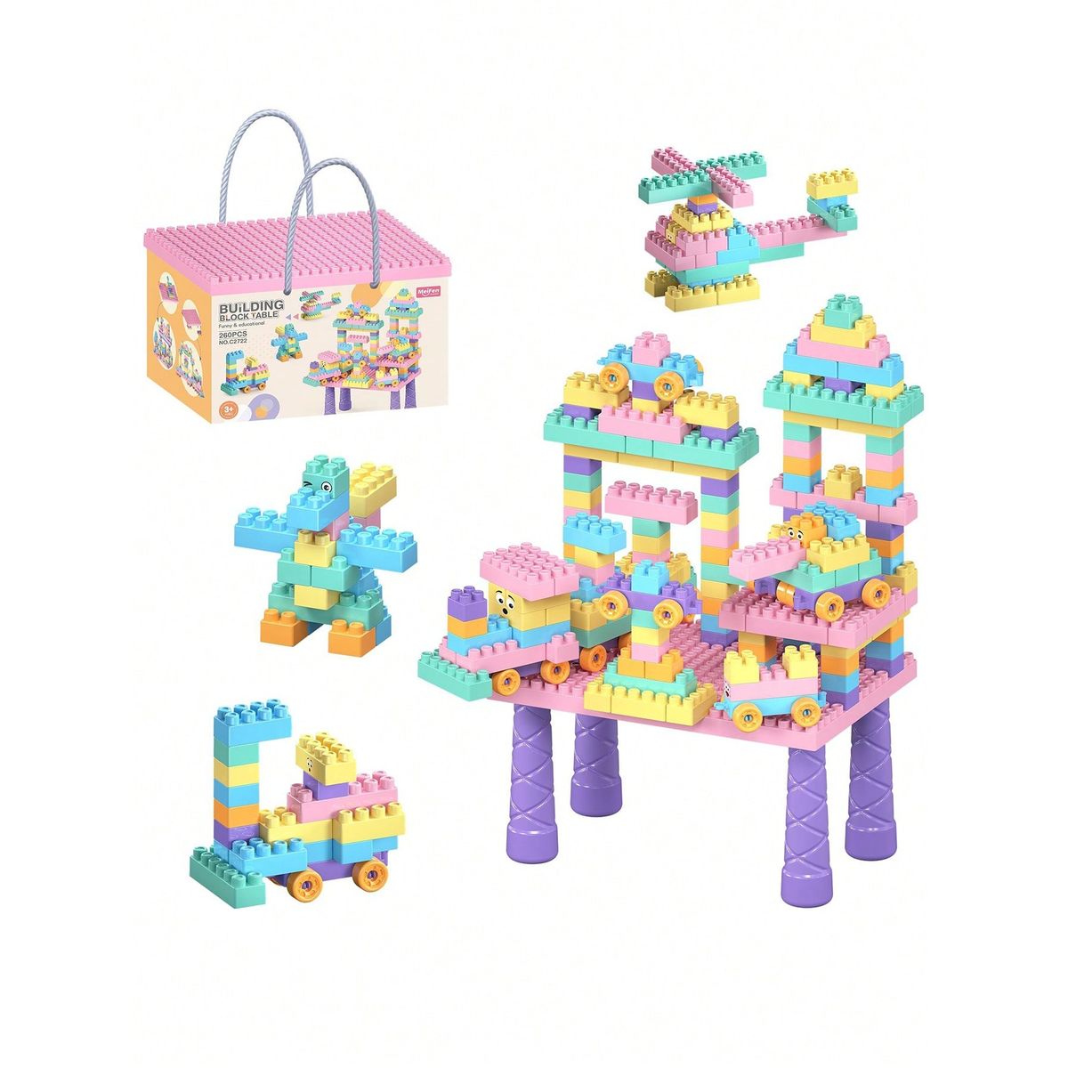 GENERICO - Mesa Con 260 Bloques De Construcción Tipo Leg Juguete Niña