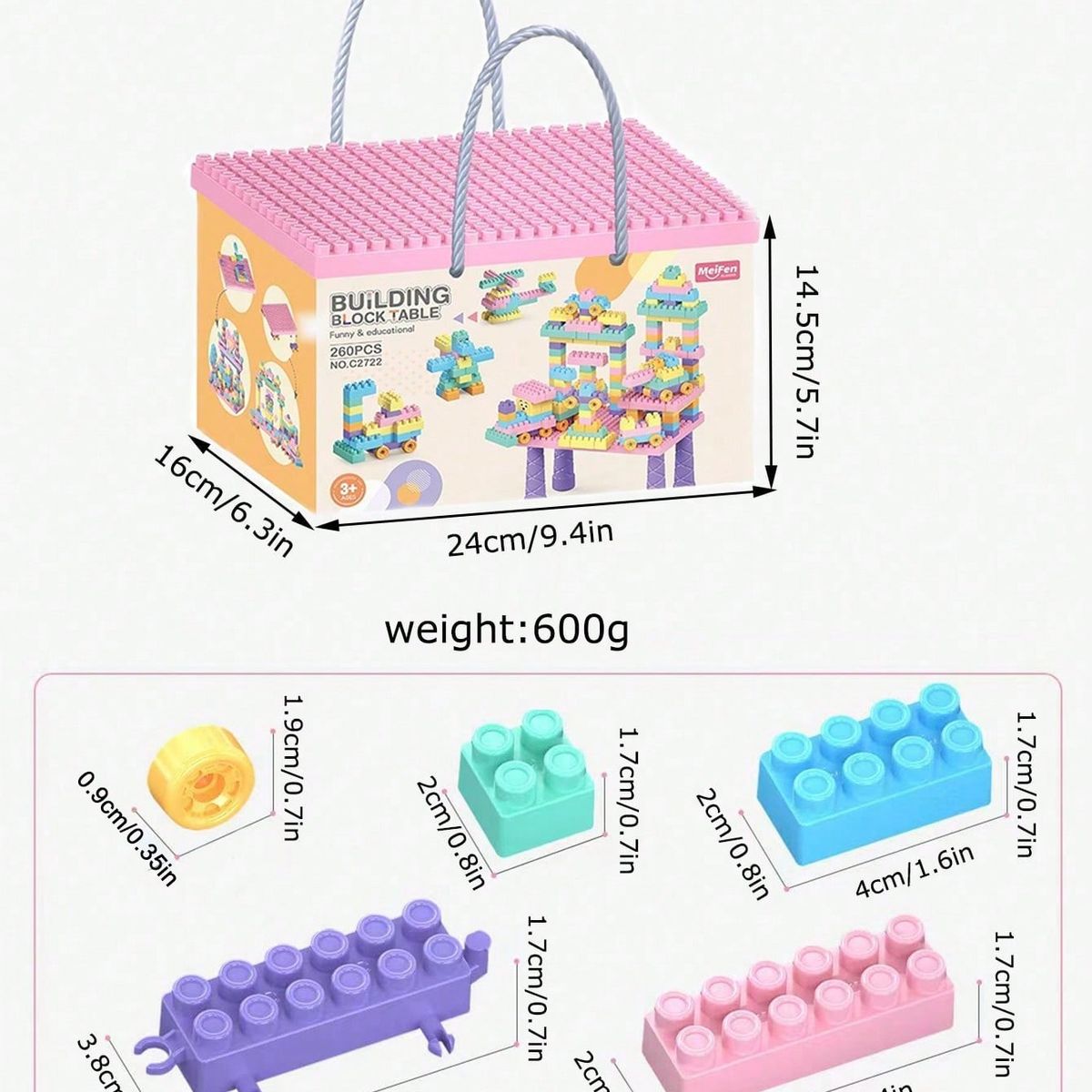 GENERICO - Mesa Con 260 Bloques De Construcción Tipo Leg Juguete Niña