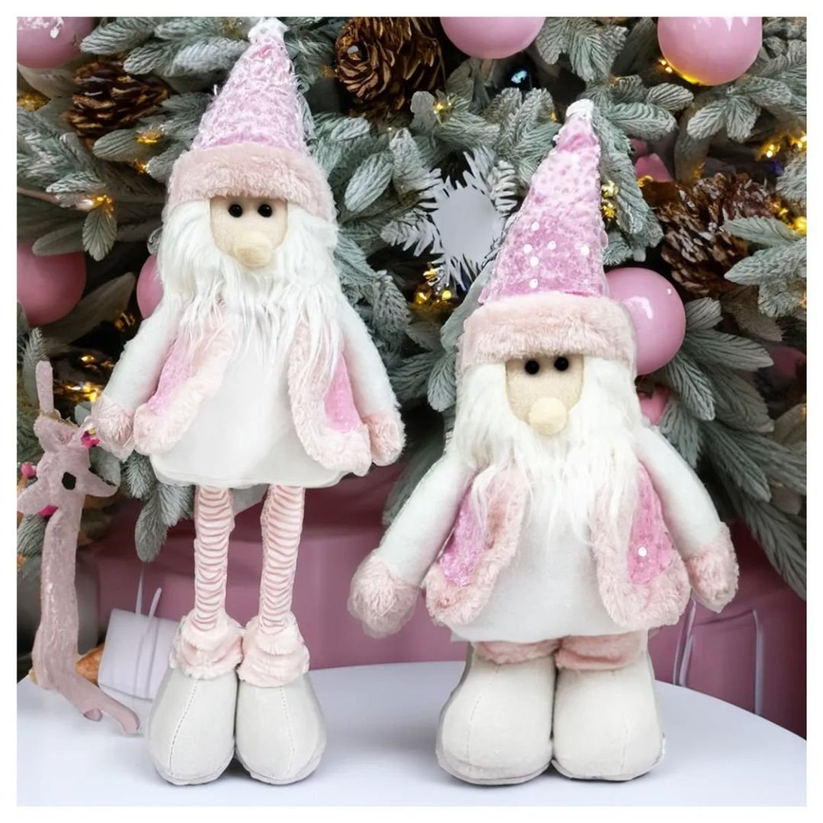 GENERICO - Monos Patas Largas Navideño 60 cm - Remy Navideño Rosado