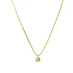 ANDREA COGGIOLA JOYAS - Collar Punto De Luz 3mm Borde Enchapado Oro 18K