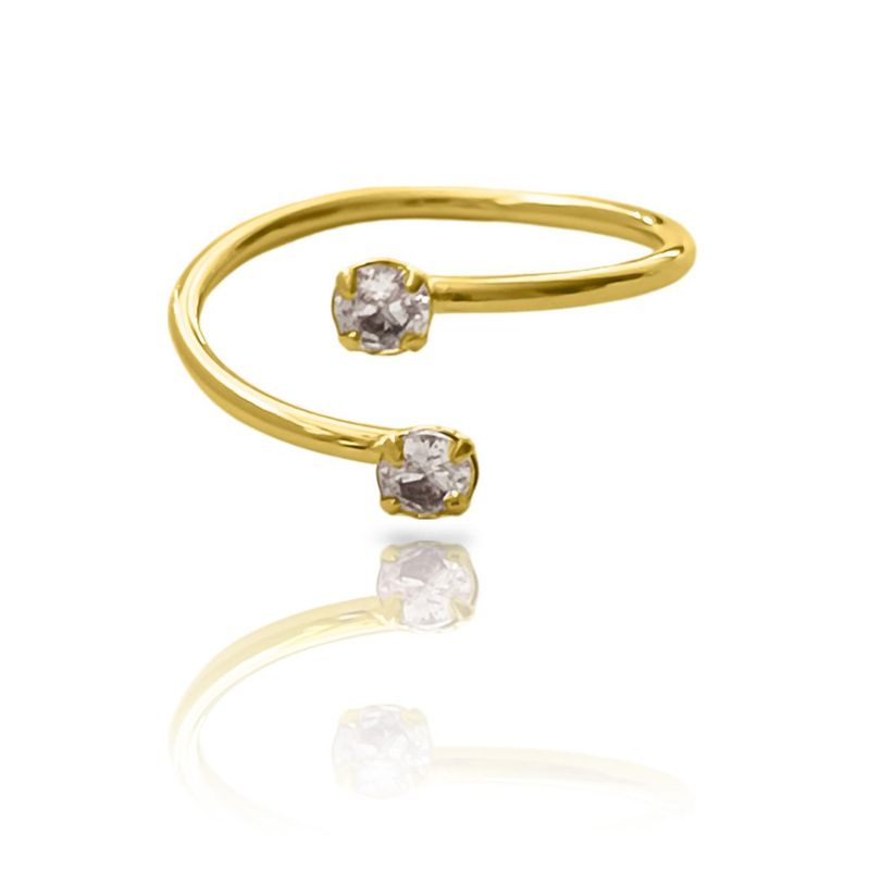 ANDREA COGGIOLA JOYAS - Anillo 2 Circones 3mm Cruzado Enchapado Oro 18K