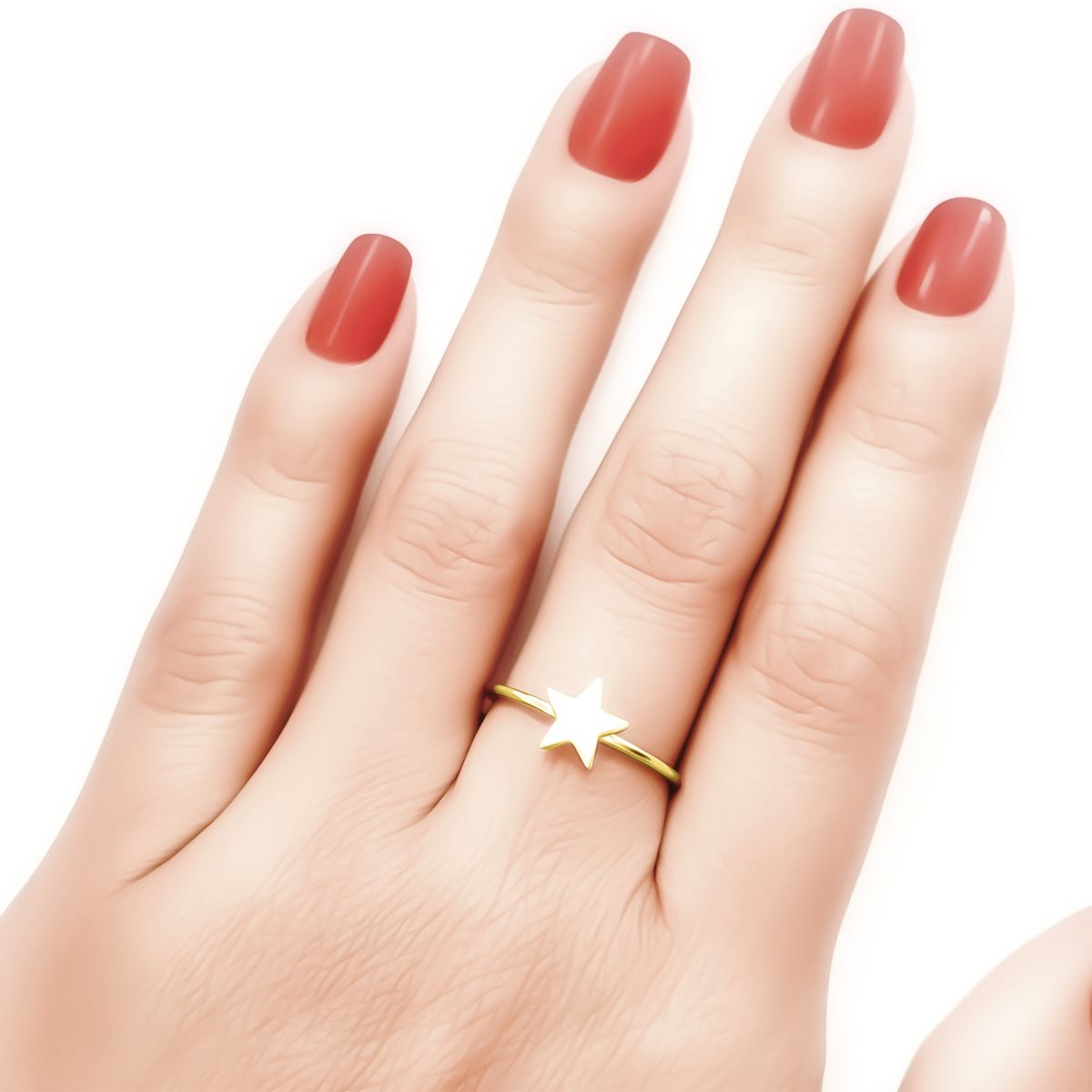 COGGIOLA - Anillo Estrella Plana Enchapado Oro 18K
