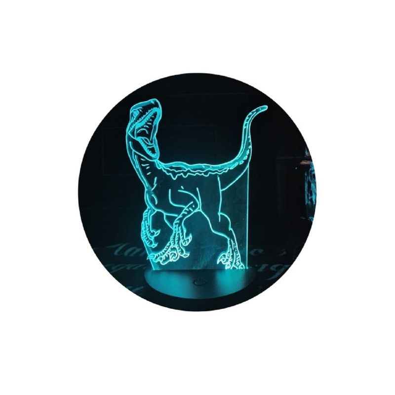 GENERICO - Lampara ilusión 3D Dino Velociraptor De 7 Colores