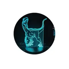 GENERICO - Lampara ilusión 3D Dino Velociraptor De 7 Colores