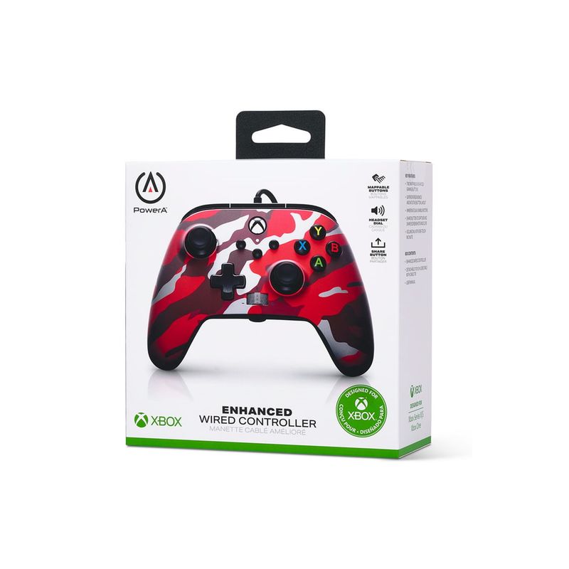 POWER A - Control PowerA  Enhanced Wired -  Metallic Red Camo - Xbox S/X