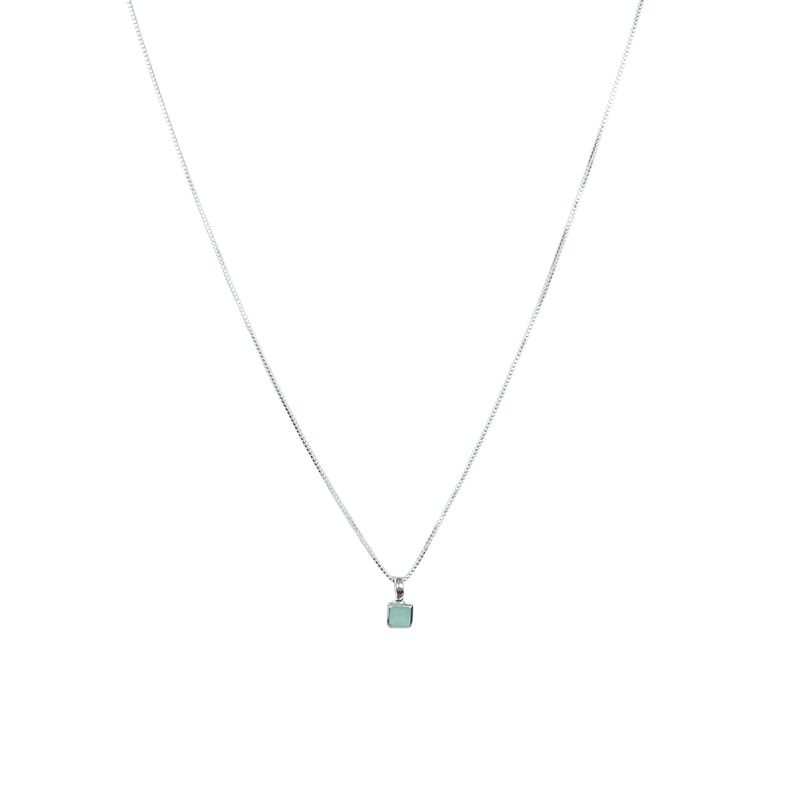 ANDREA COGGIOLA JOYAS - Collar Calcedonia Cuadrado Veneciana Plata Fina 925