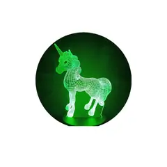 GENERICO - Lampara ilusión 3D Unicornio Magico De 7 Colores