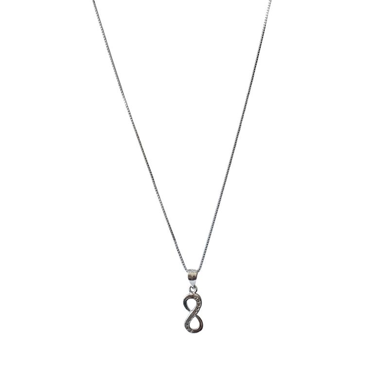 ANDREA COGGIOLA JOYAS - Collar Infinito Circón Blanco Plata Fina 925