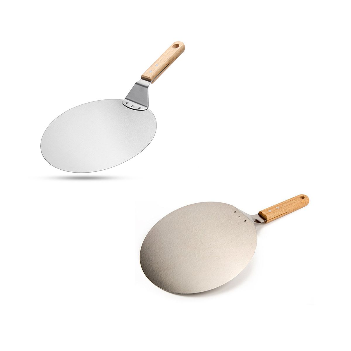 GENERICO - Pala De Pizza Redonda 30 Cm Acero Inox Con Mango De Madera