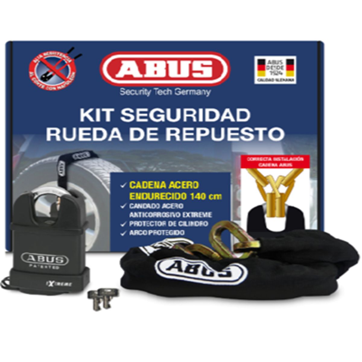 ABUS - Kit Seguridad Rueda De Repuesto 83WPCS - Cadena 8KS140