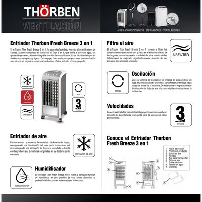 Imagen 2 del producto Enfriador De Aire Portatil 3 En 1 Fresh Breeze 15m2