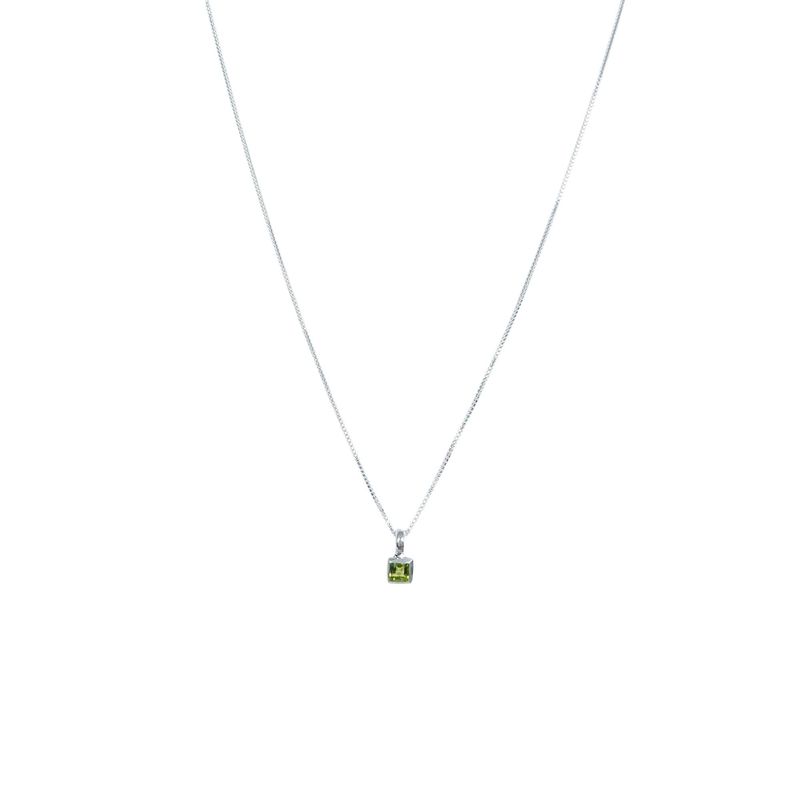 ANDREA COGGIOLA JOYAS - Collar Peridot Cuadrado Veneciana Plata Fina 925