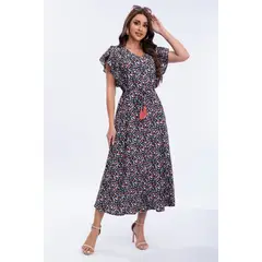 MPROPIA - Vestido Largo Primavera Mujer Manga Corta Cuello V Calidad 271