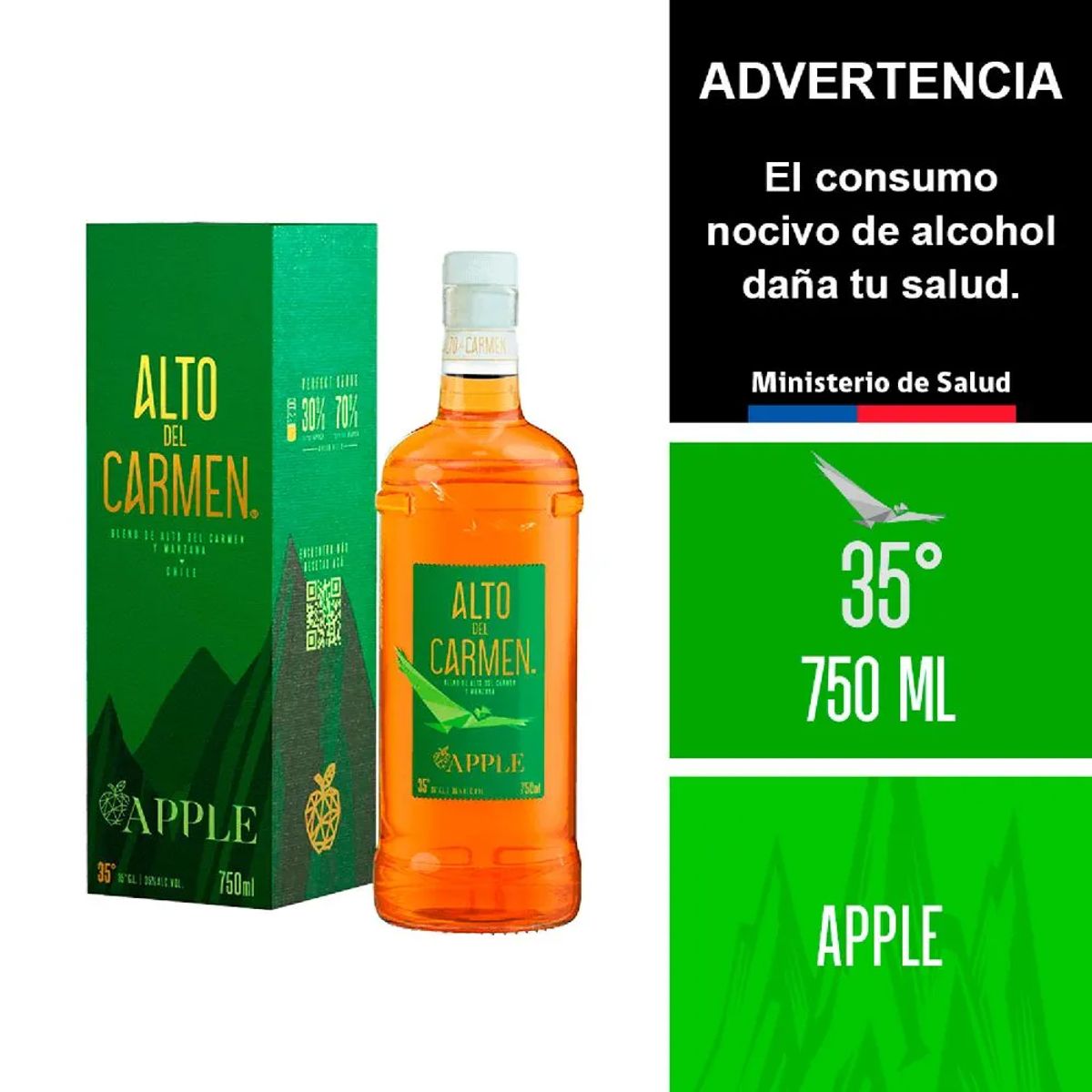 ALTO DEL CARMEN - Pisco Alto del Carmen Apple 35º 750cc