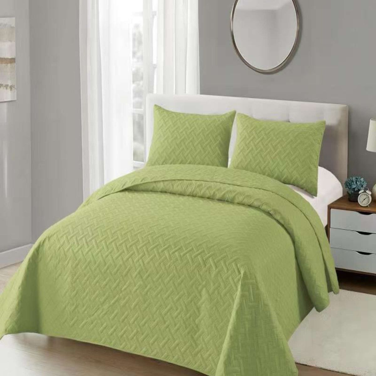 GENERICO - CUBRECAMA COLCHAS QUILT DE VERANO 2 PLAZAS VERDE.