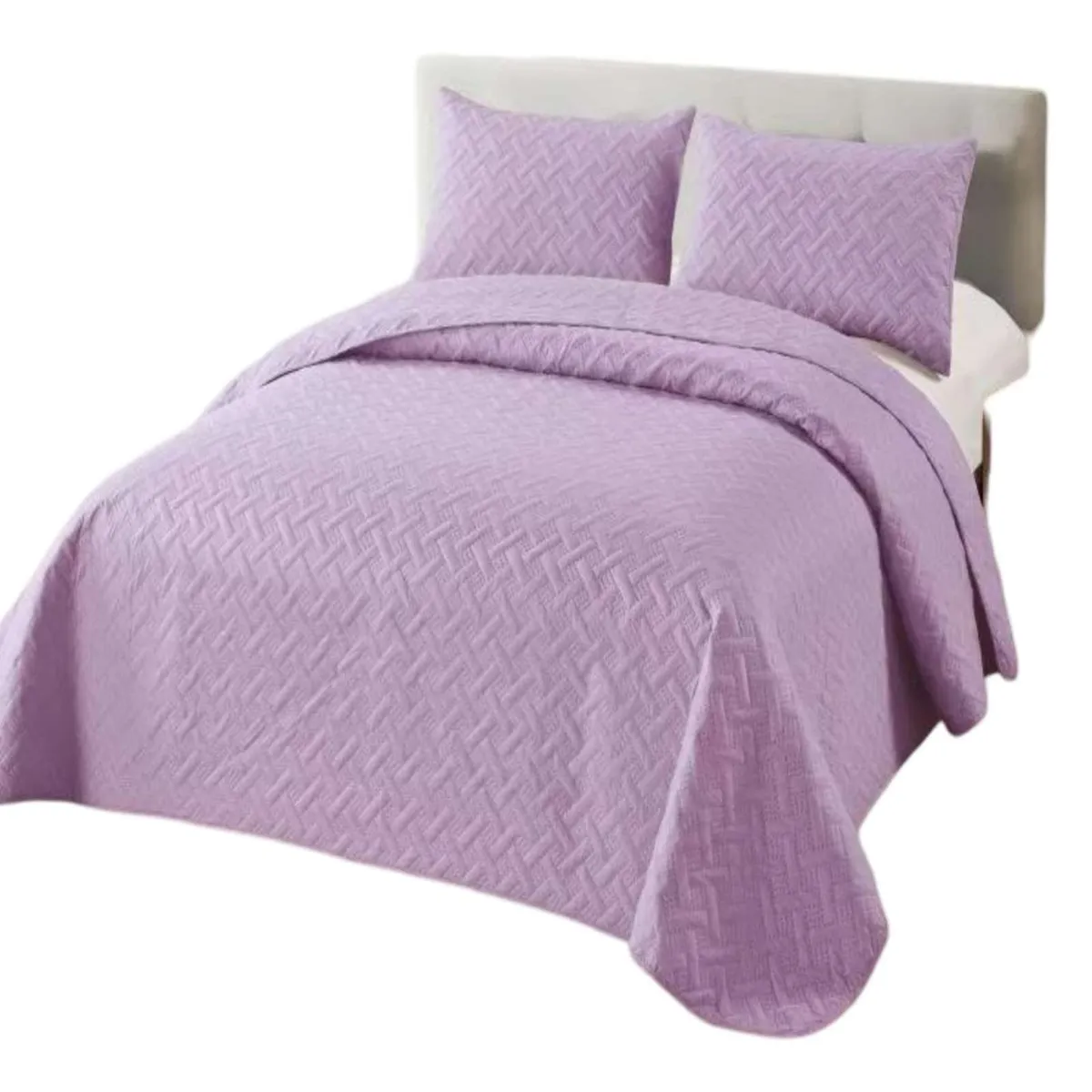 GENERICO - CUBRECAMA COLCHAS QUILT DE VERANO 2 PLAZAS LILA